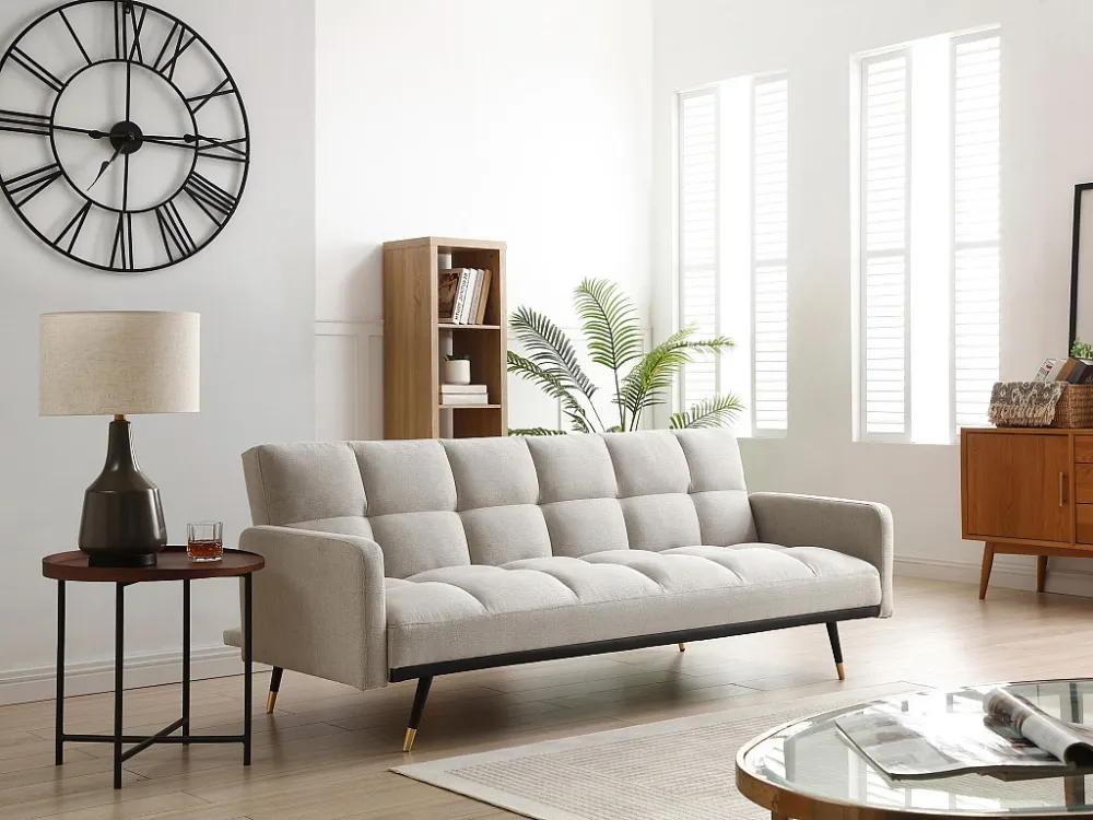 Divano letto 3 posti Tessuto Beige Stile d'epoca ROREMA