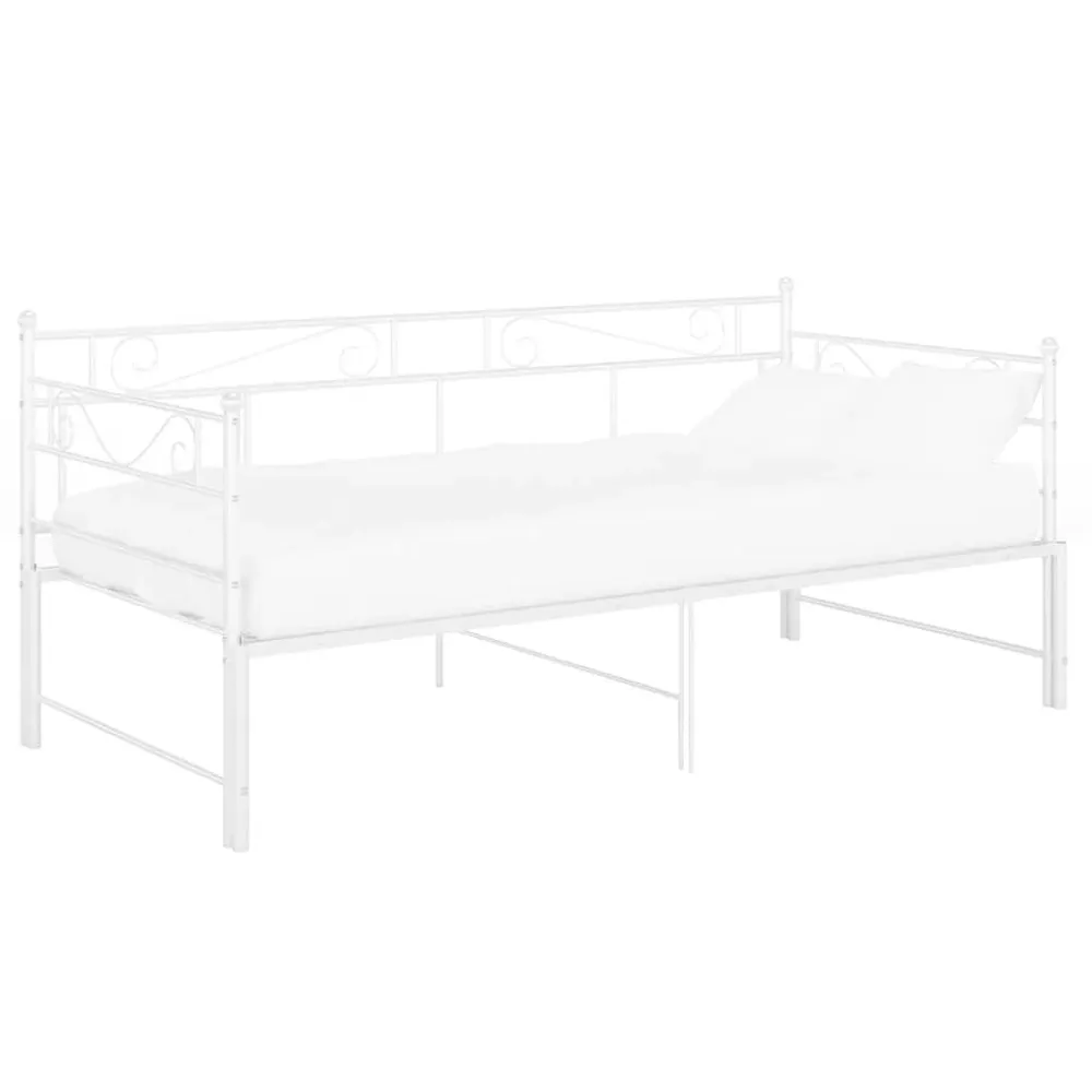 Telaio Divano Letto Estraibile Bianco Metallo 90x200 cm con Garanzia 2 Anni