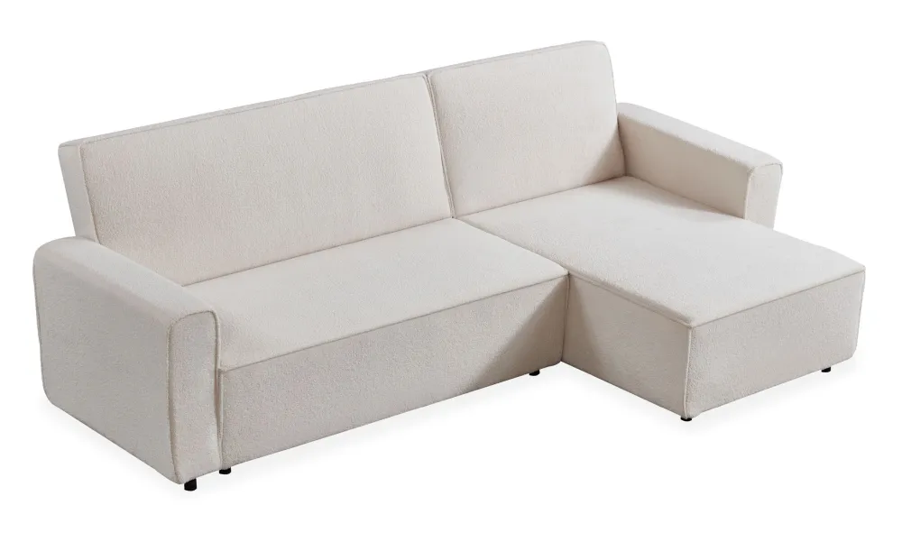 Divano angolare trasformabile Passerel Tessuto bouclette crema