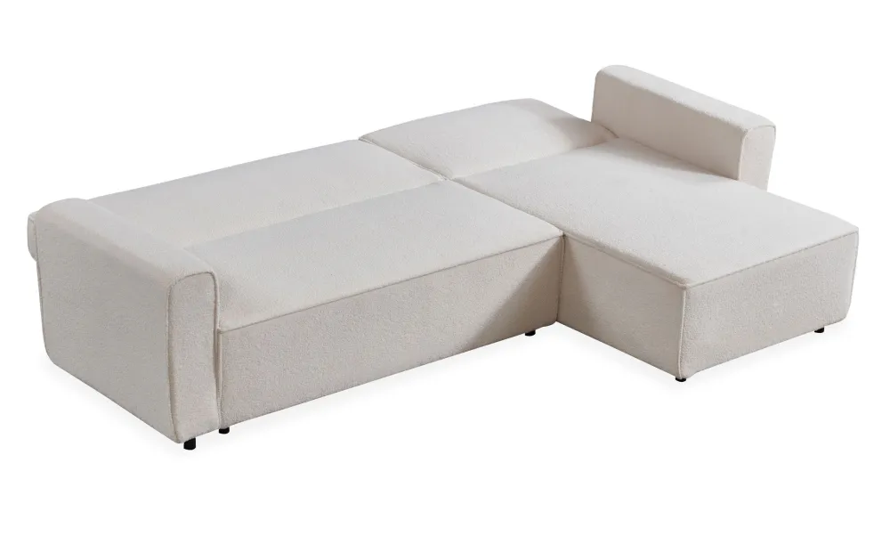 Divano angolare trasformabile Passerel Tessuto bouclette crema