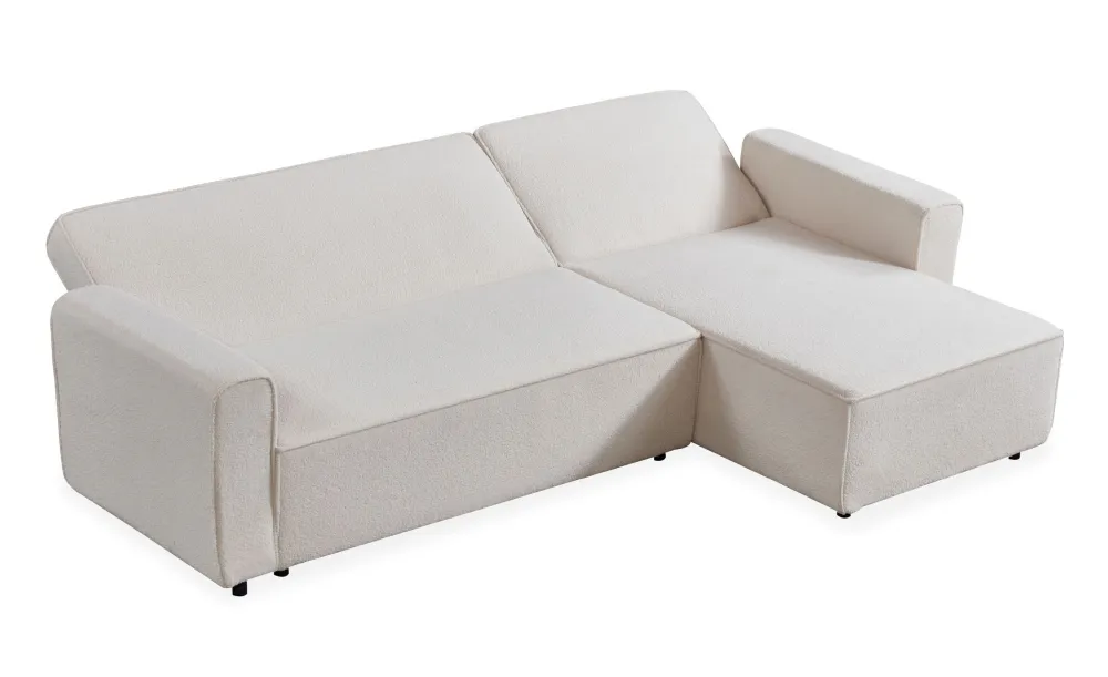 Divano angolare trasformabile Passerel Tessuto bouclette crema