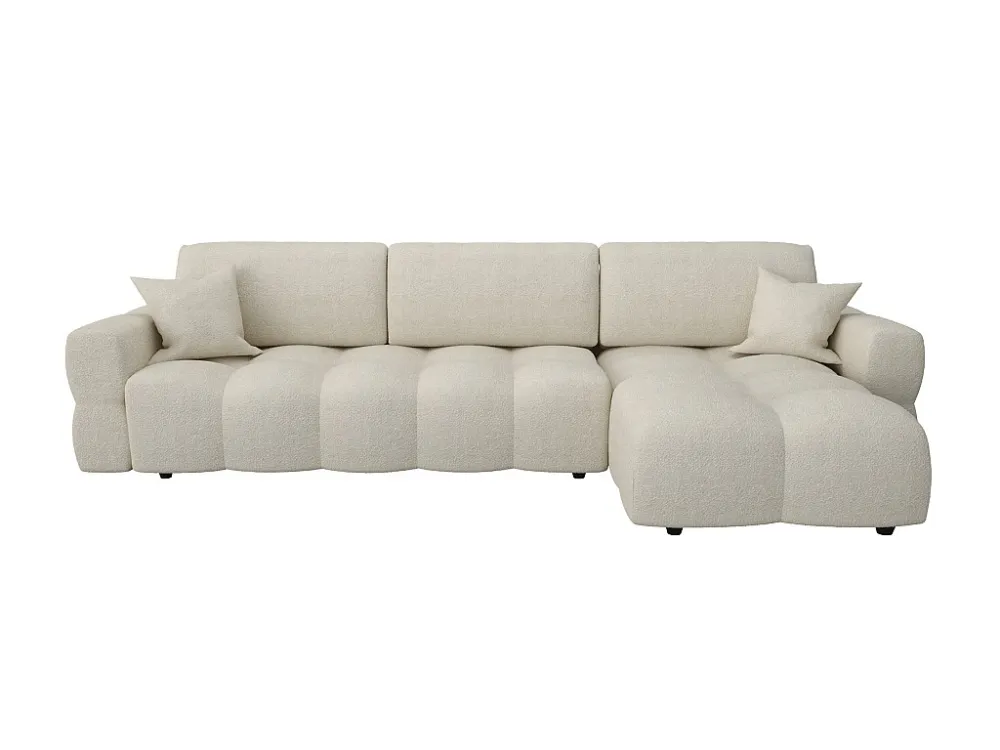 Divano letto angolare reversibile Tessuto bouclette Panna ISSORO con Carcassa Acciaio