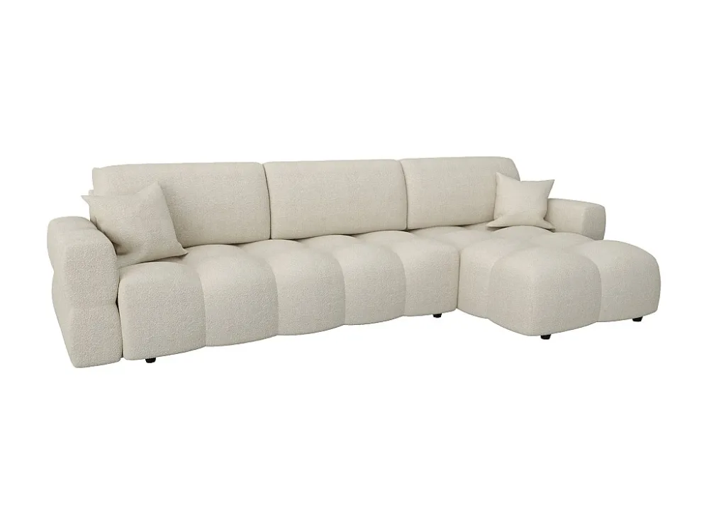 Divano letto angolare reversibile Tessuto bouclette Panna ISSORO con Carcassa Acciaio