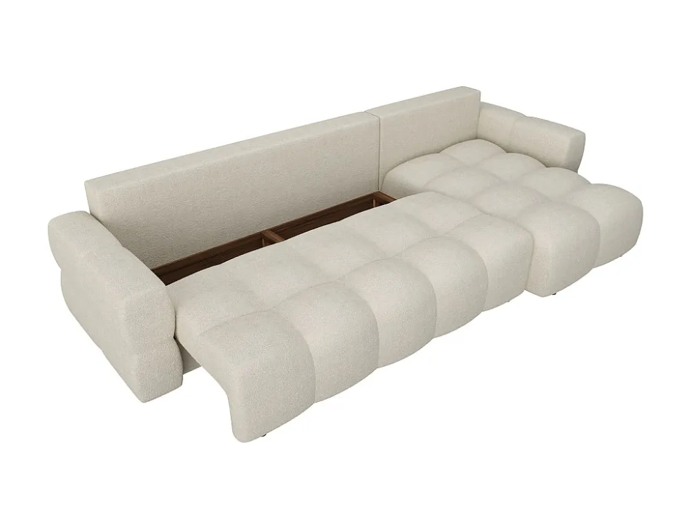 Divano letto angolare reversibile Tessuto bouclette Panna ISSORO con Carcassa Acciaio