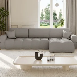 Divano letto angolare reversibile Tessuto bouclette Grigio ISSORO ABEC 5
