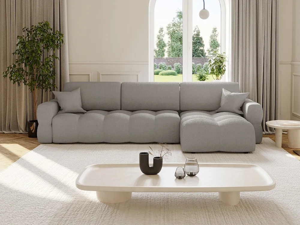 Divano letto angolare reversibile Tessuto bouclette Grigio ISSORO ABEC 5