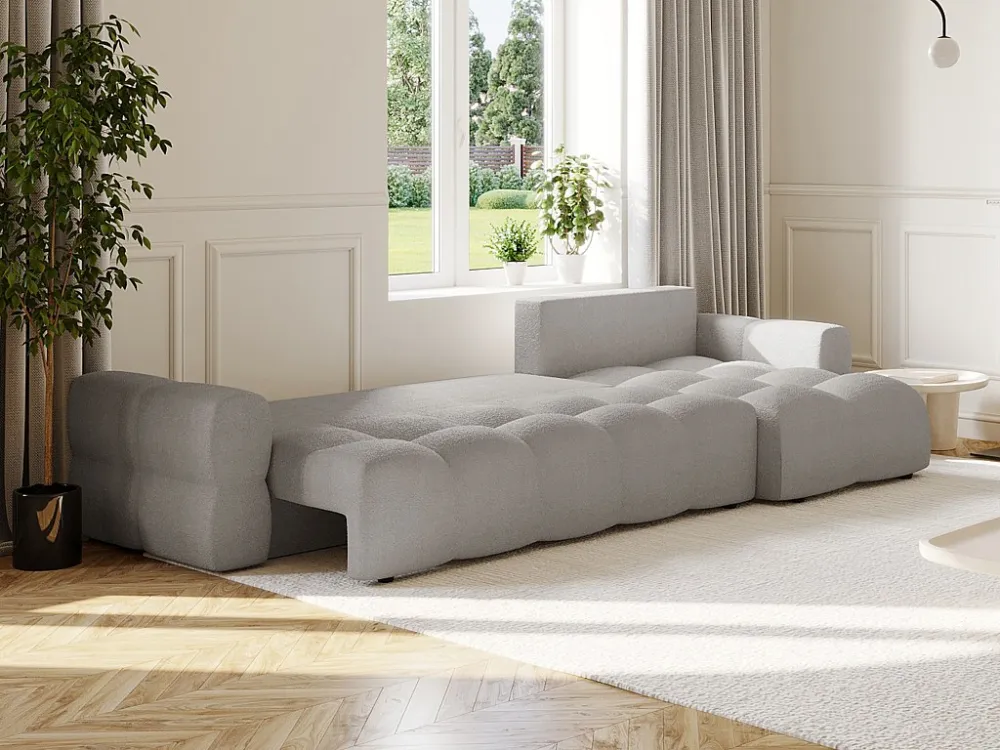 Divano letto angolare reversibile Tessuto bouclette Grigio ISSORO ABEC 5