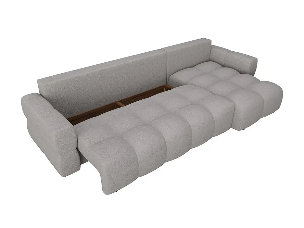 Divano letto angolare reversibile Tessuto bouclette Grigio ISSORO ABEC 5