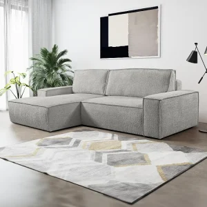 Divano letto angolare Tessuto bouclette Grigio Angolo sinistra AMELIA di PASCAL MORABITO