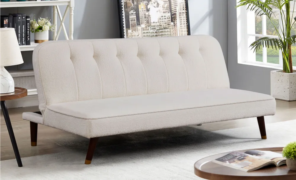 Divano letto Olympia clic-clac Tessuto Bouclette Crema