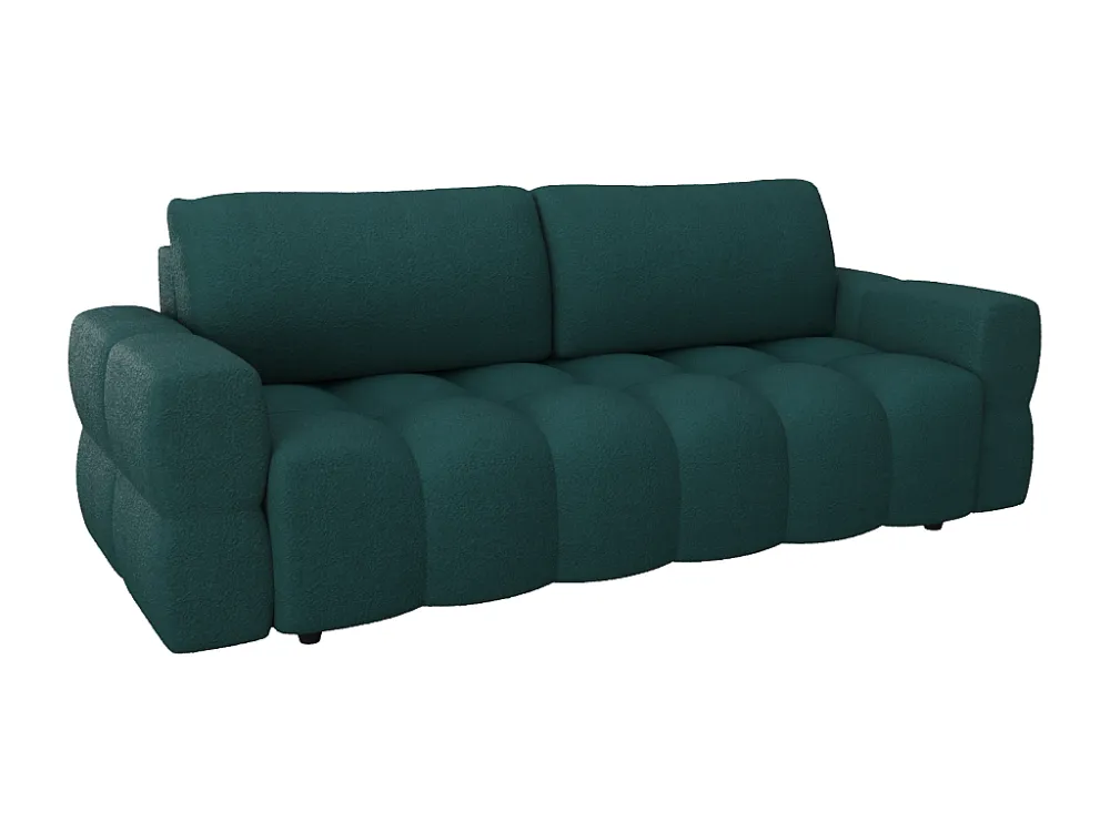 Divano letto 3 posti Tessuto bouclette Verde petrolio ISSORO