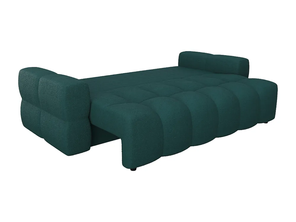 Divano letto 3 posti Tessuto bouclette Verde petrolio ISSORO