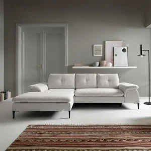 Divano letto Tessuto bouclette Bianco Angolo sinistra JOLESA