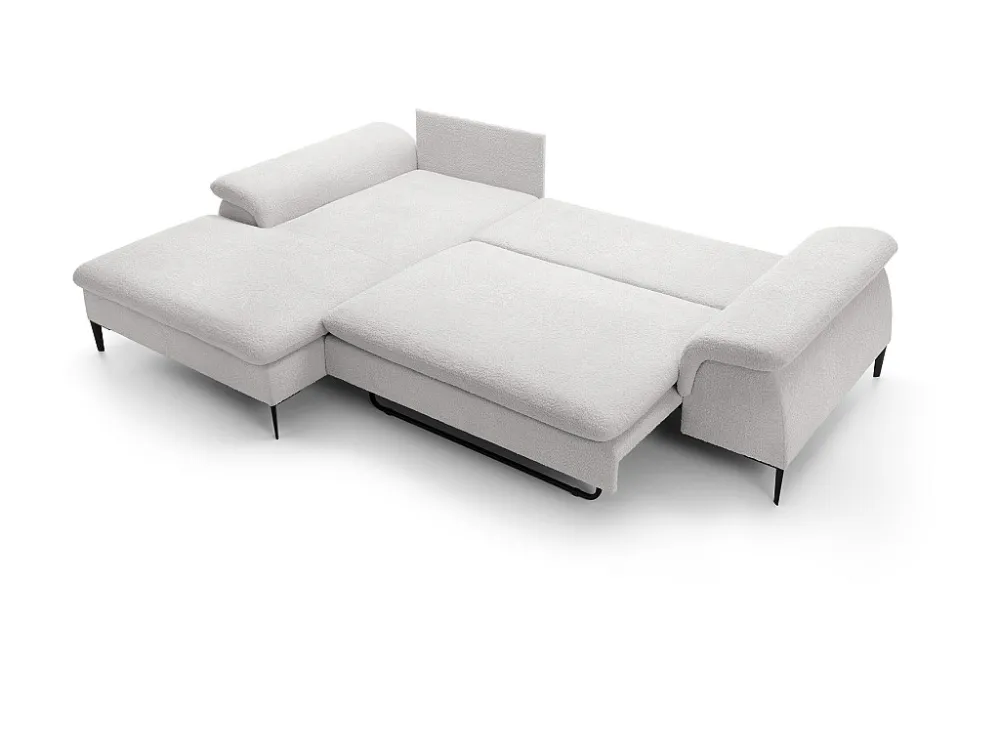 Divano letto Tessuto bouclette Bianco Angolo sinistra JOLESA