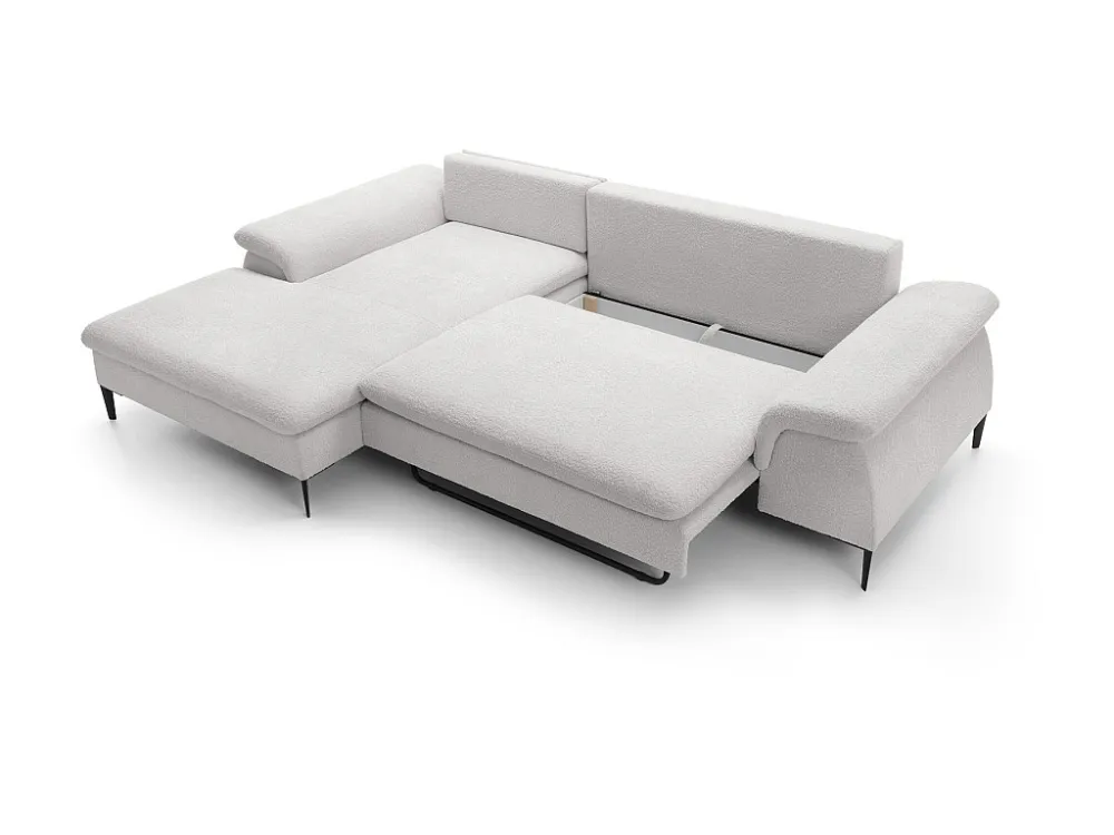 Divano letto Tessuto bouclette Bianco Angolo sinistra JOLESA