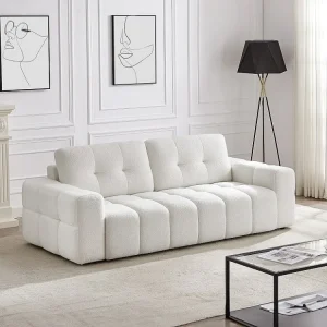 Divano 3 posti Tessuto bouclette Bianco stile di design SOPELANA con Tenuta Gomm