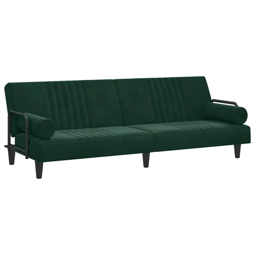 Divano Letto con Braccioli Verde Fosco Velluto