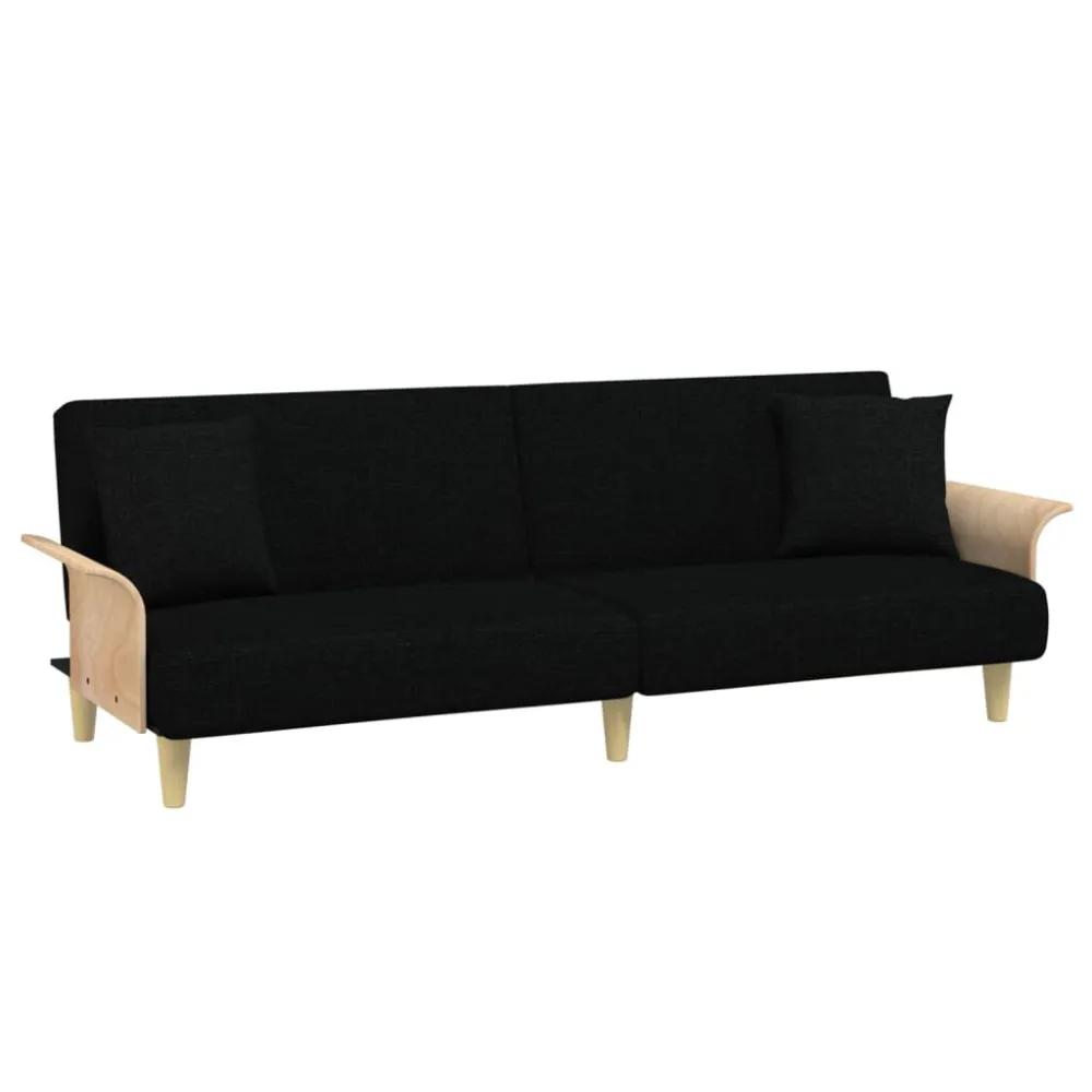 Professionale Clinico Divano Letto con Braccioli Nero Tessuto