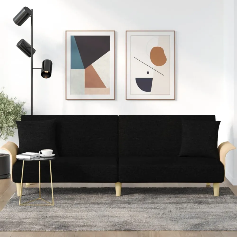 Professionale Clinico Divano Letto con Braccioli Nero Tessuto