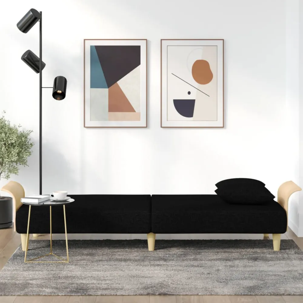 Professionale Clinico Divano Letto con Braccioli Nero Tessuto