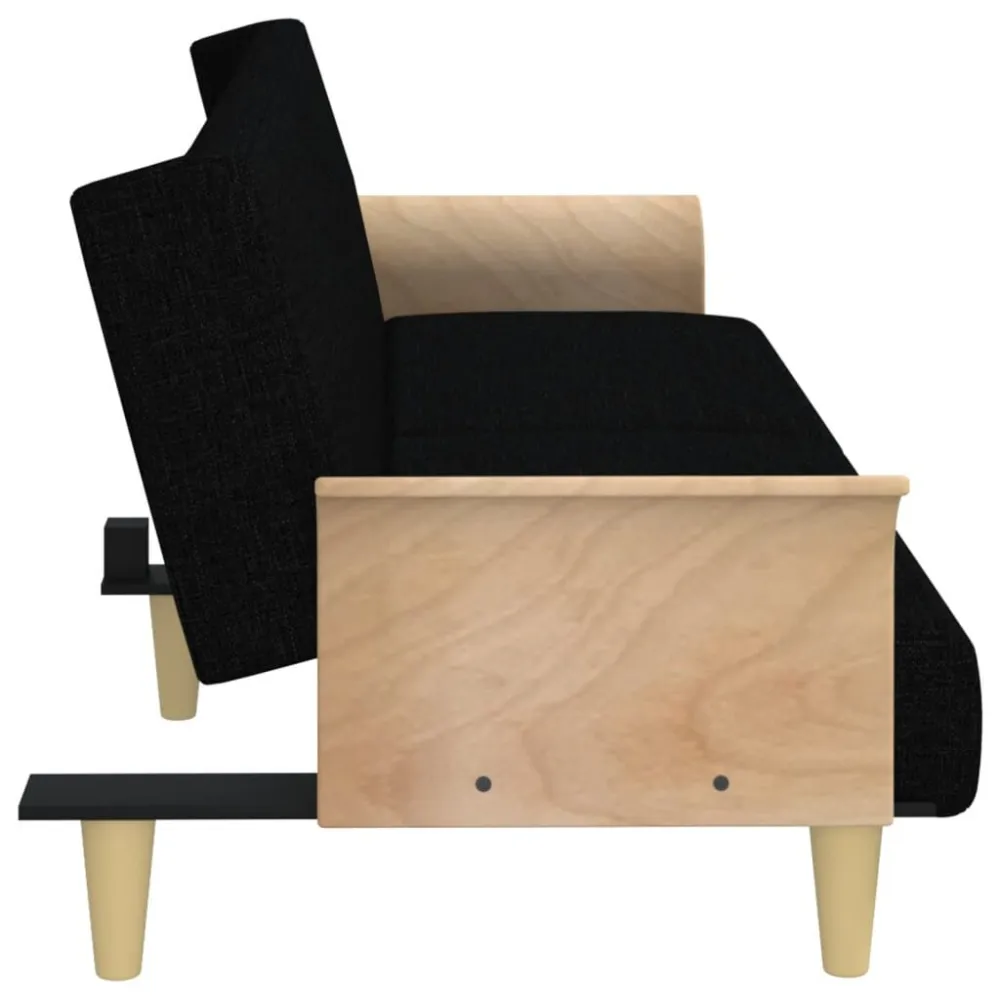 Professionale Clinico Divano Letto con Braccioli Nero Tessuto