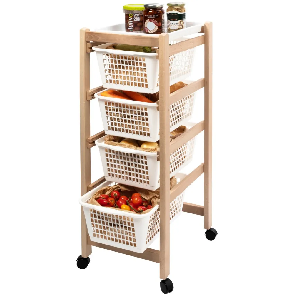 VESTIAMO CASA - Carrello multiuso Karry Easy 4 scomparti - h85x38x31 cm