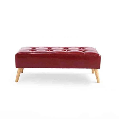 Panca Ottomana Poggiapiedi Imbottito Ottomana Panca poggiapiedi Modern Luxury Pouffe Stool 4Legs Legno (Ecopelle) (Colore...