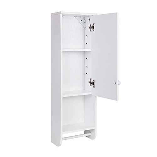 ZTGL Mobiletto Bagno Sospeso Multiuso, Armadietto Arredamento da Bagno Moderno con Ante Singole e Portasciugamani, Bianco,...