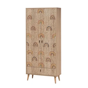 Armadio 2 ante e 1 cassetto per bambini Pertha L80cm Legno motivo Arcobaleno Multicolore
