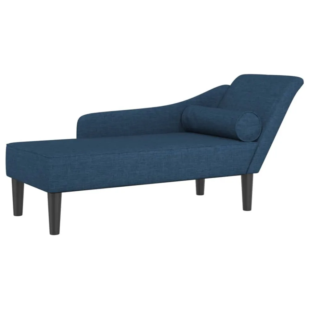 Chaise Longue con Cuscini Blu Tessuto