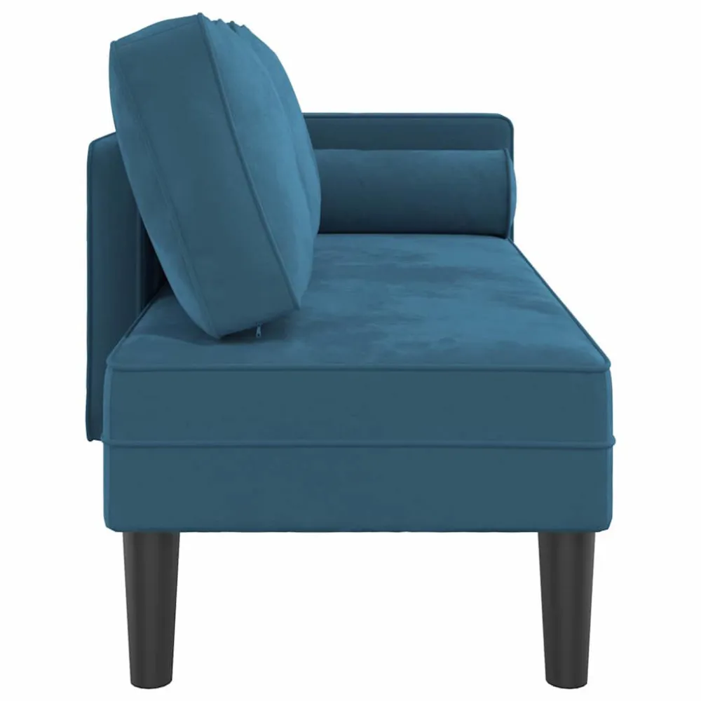 Chaise Longue con Cuscini Blu Velluto