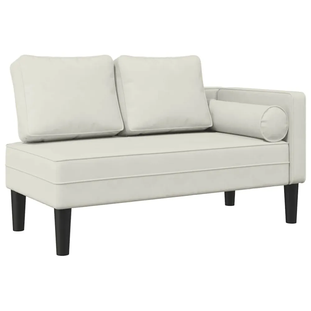 Chaise Longue con Cuscini Crema Velluto