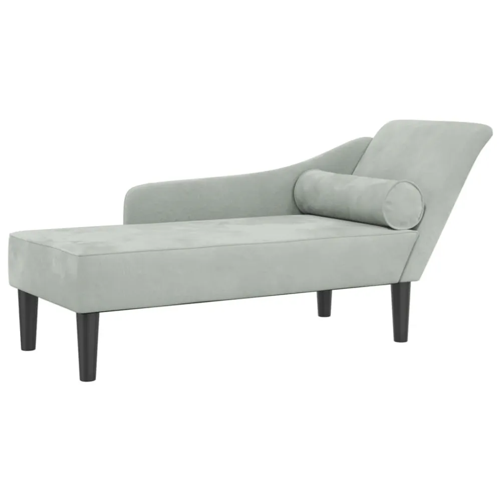 Chaise Longue con Cuscini Grigio Chiaro Velluto