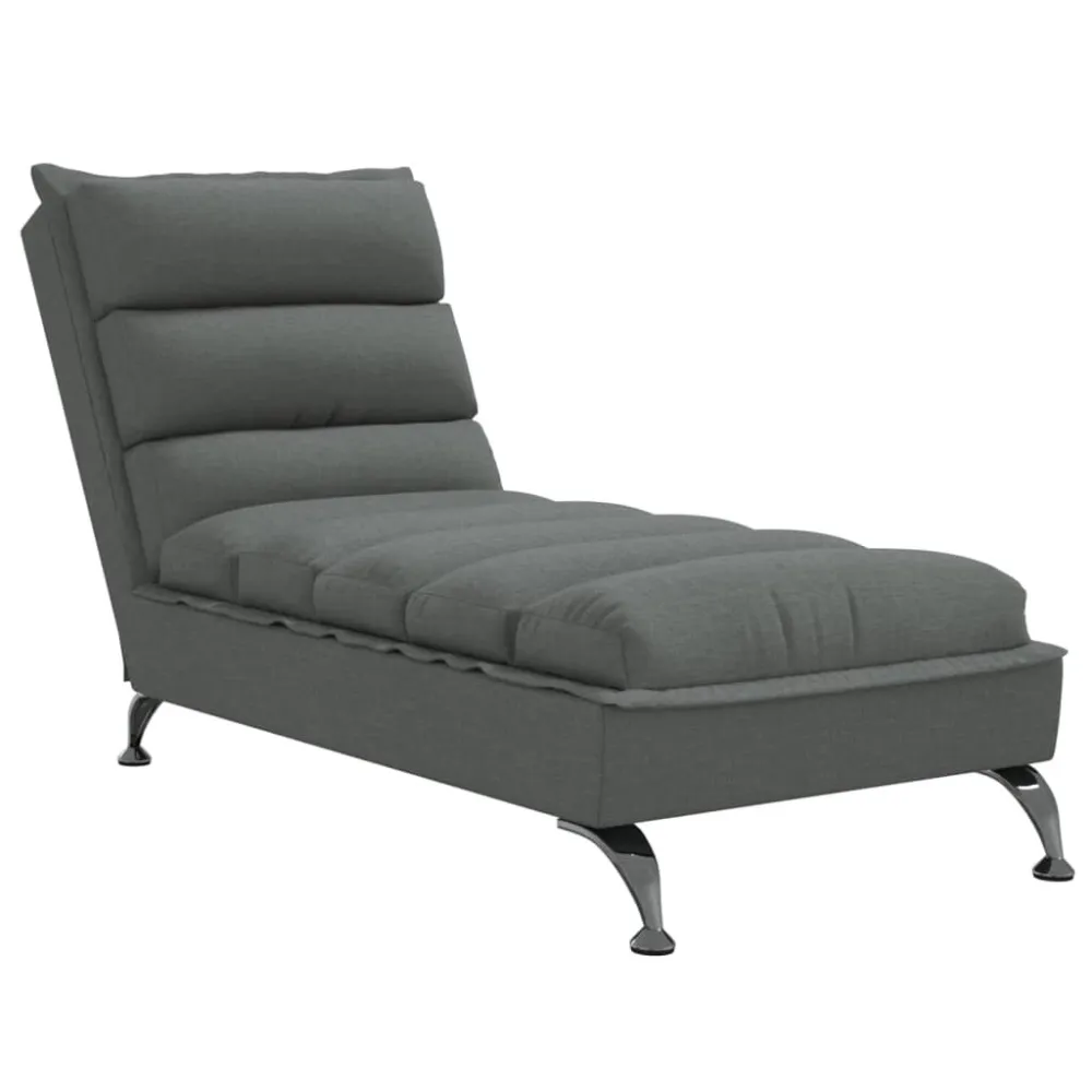 Chaise Longue con Cuscini Grigio Scuro Tessuto