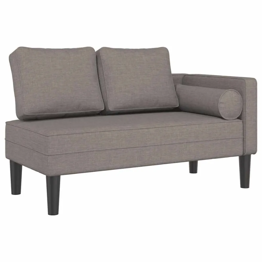 Chaise Longue con Cuscini Tortora Tessuto