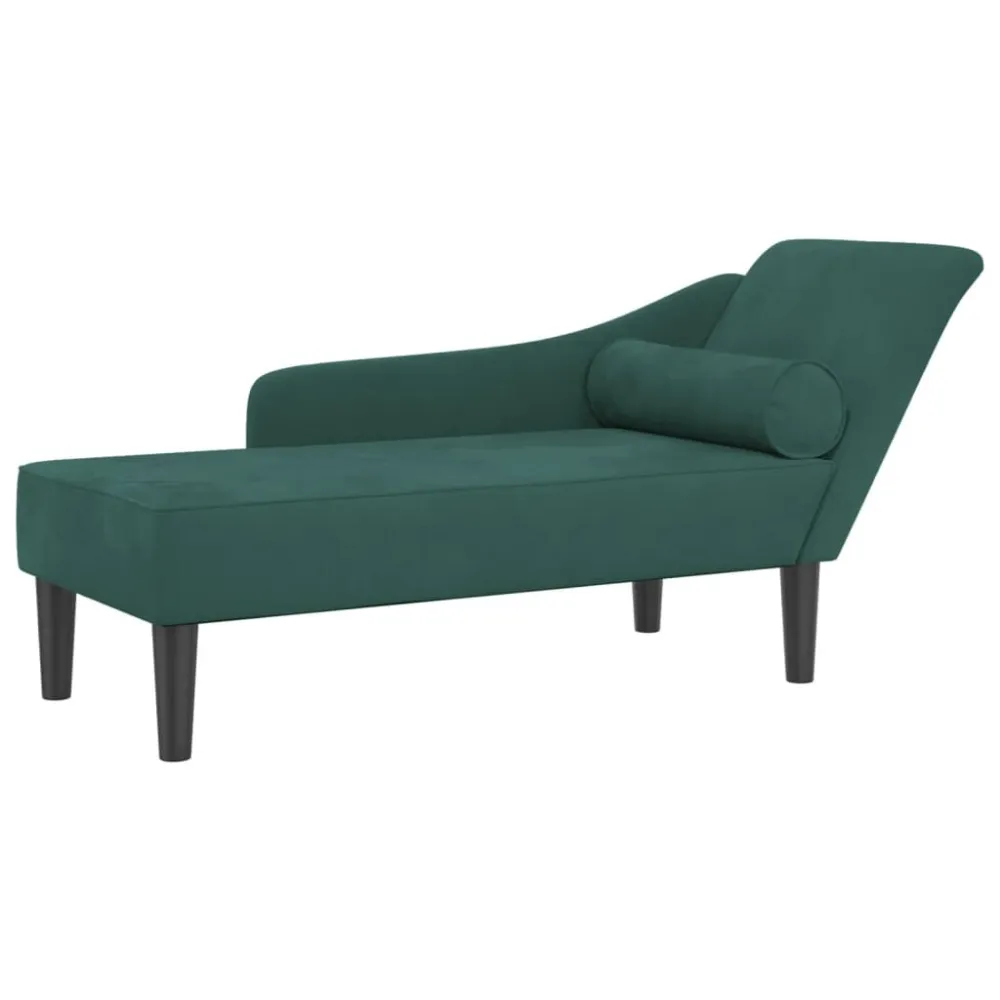 Chaise Longue con Cuscini Verde Scuro Velluto