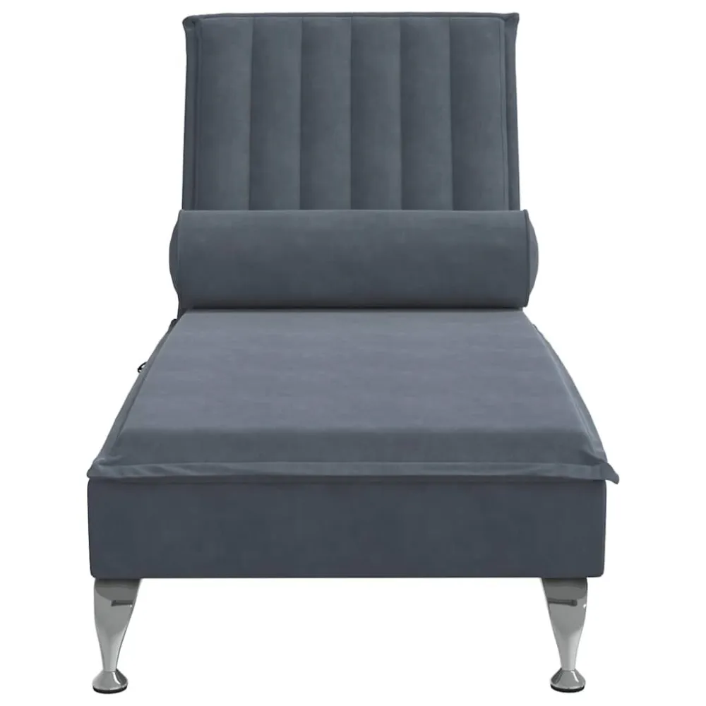 Chaise Longue Massaggi con Capezzale Grigio Scuro Velluto