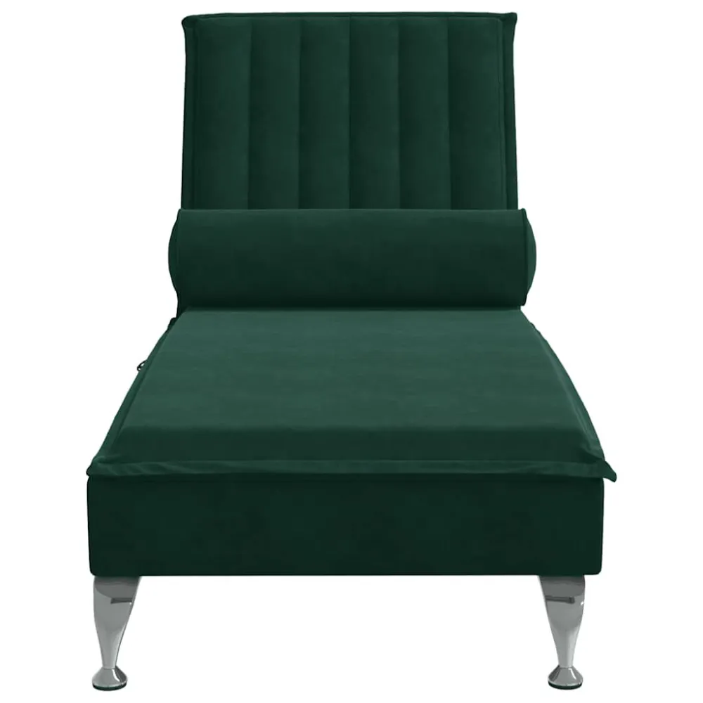 Chaise Longue Massaggi con Capezzale Verde Scuro Velluto