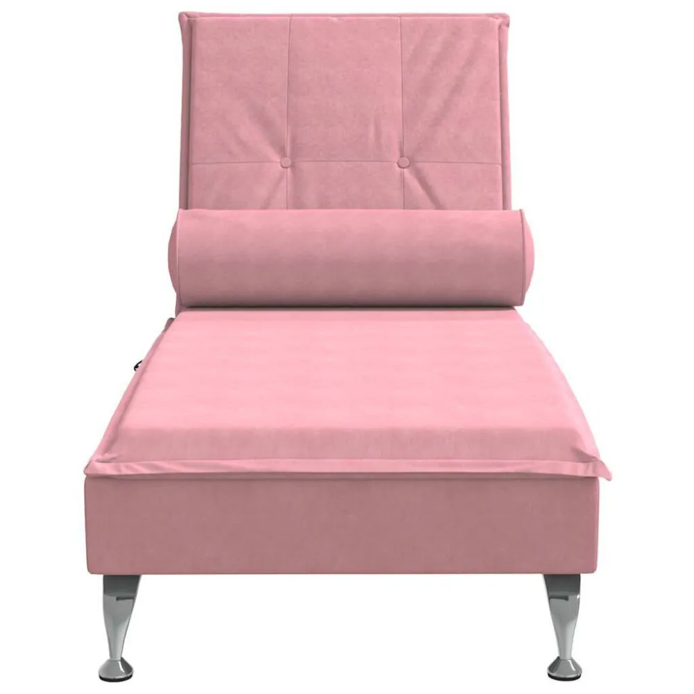 Chaise Longue Massaggi con Cuscino Rosa Velluto