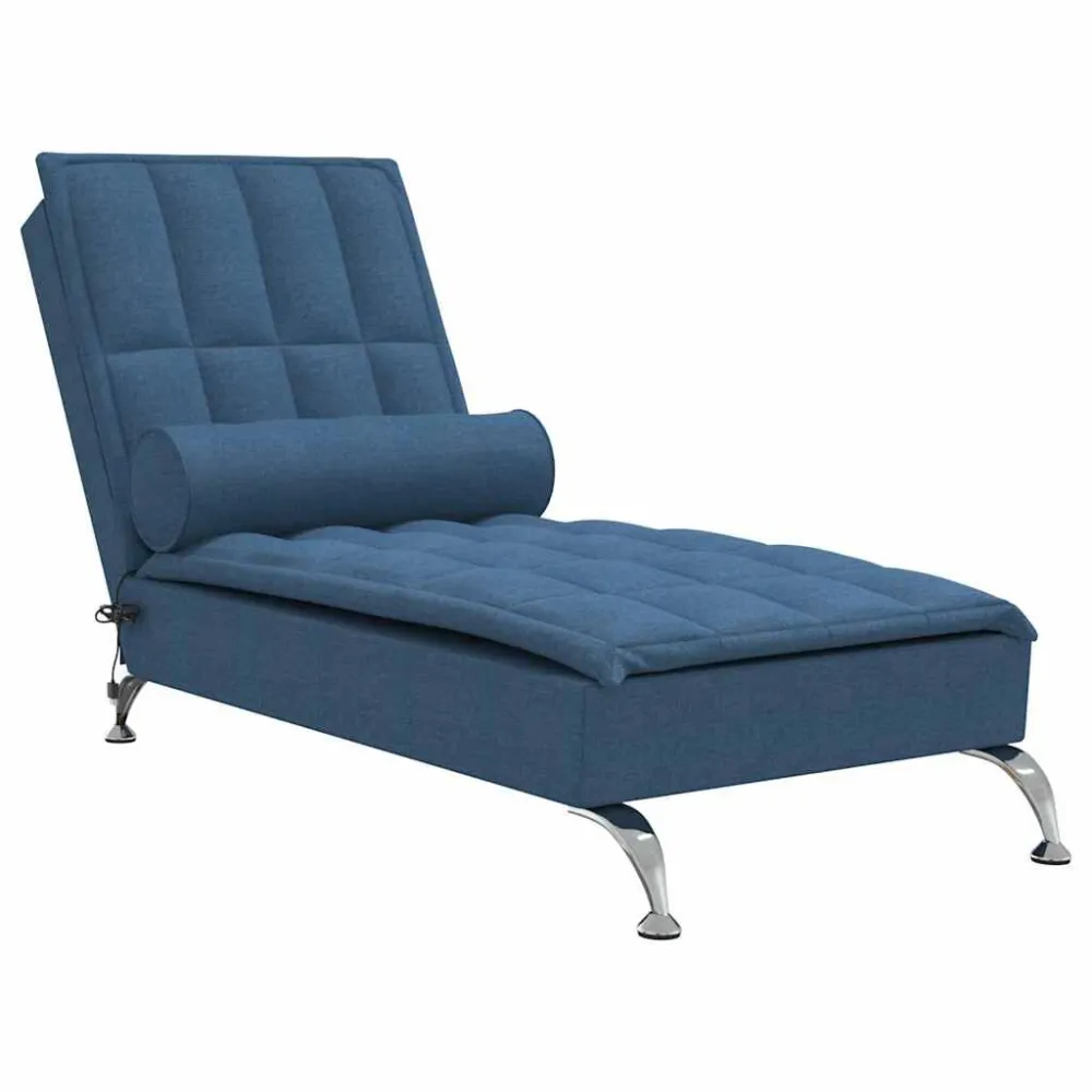 Chaise Longue Massaggi Cuscino Rullo Blu Tessuto