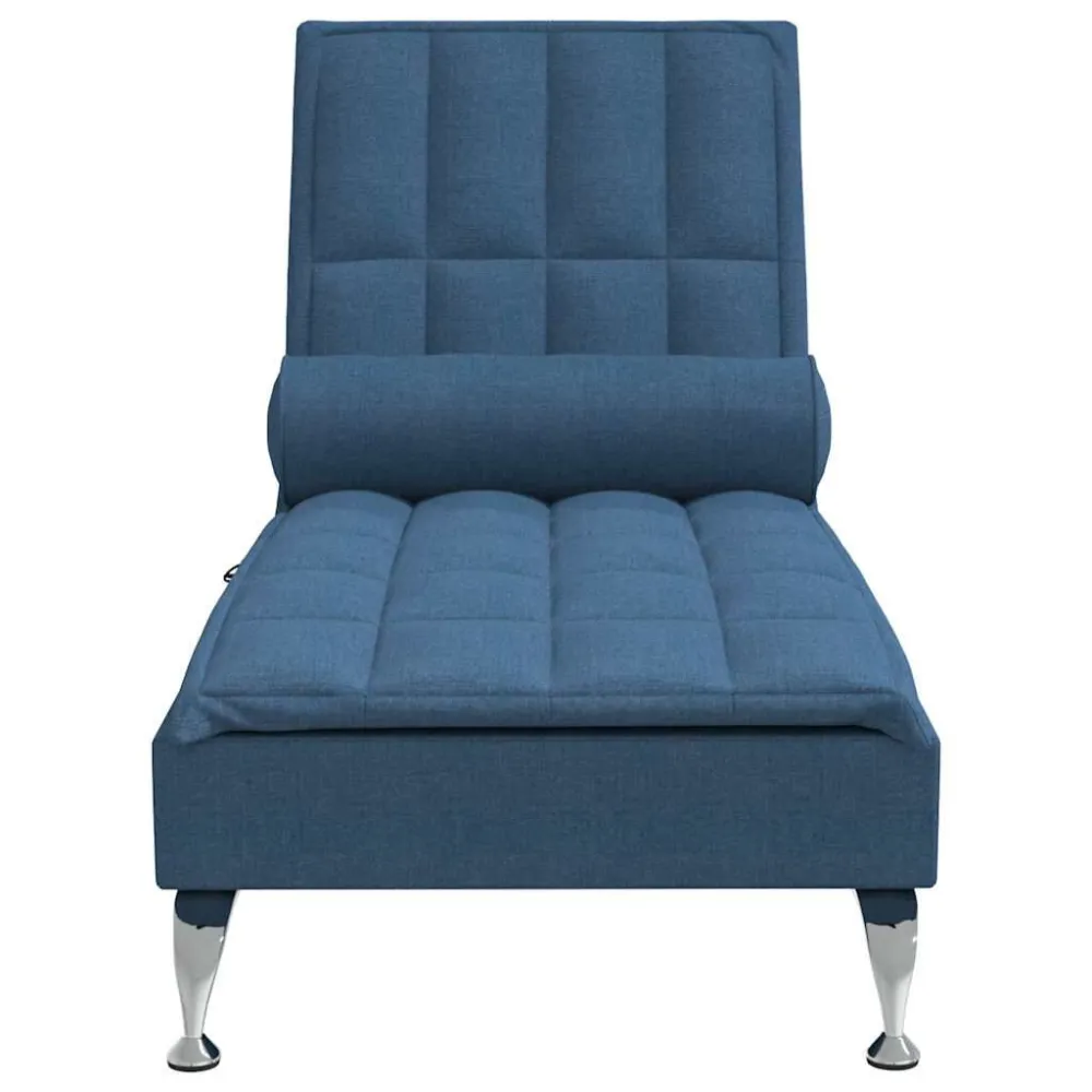 Chaise Longue Massaggi Cuscino Rullo Blu Tessuto