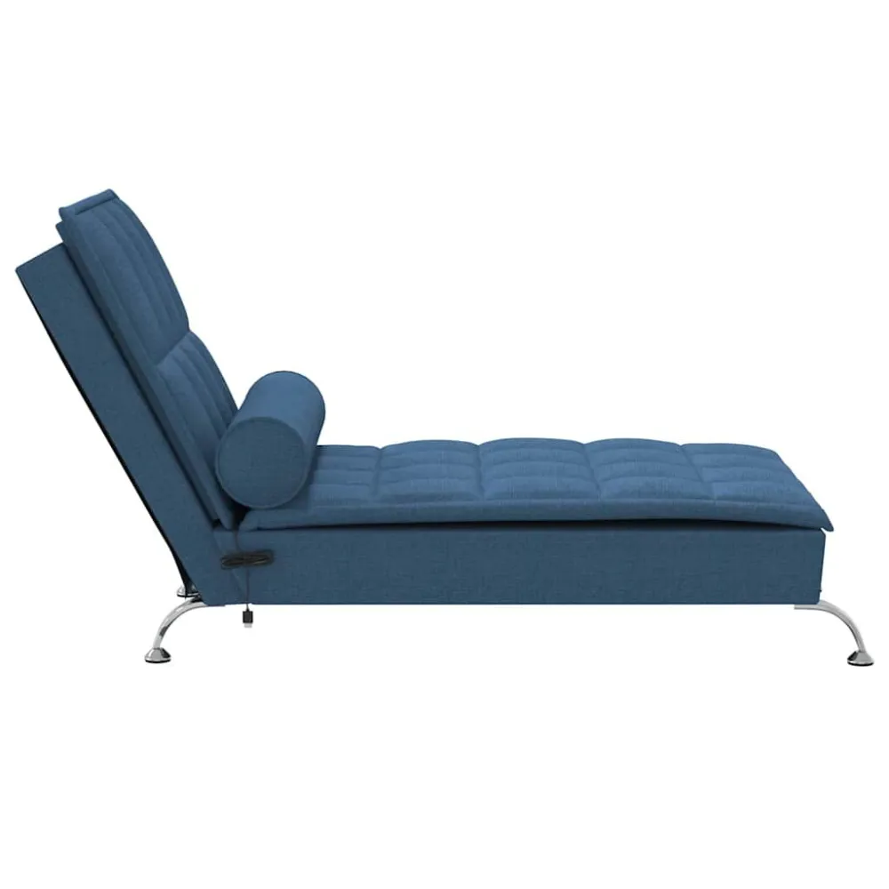 Chaise Longue Massaggi Cuscino Rullo Blu Tessuto