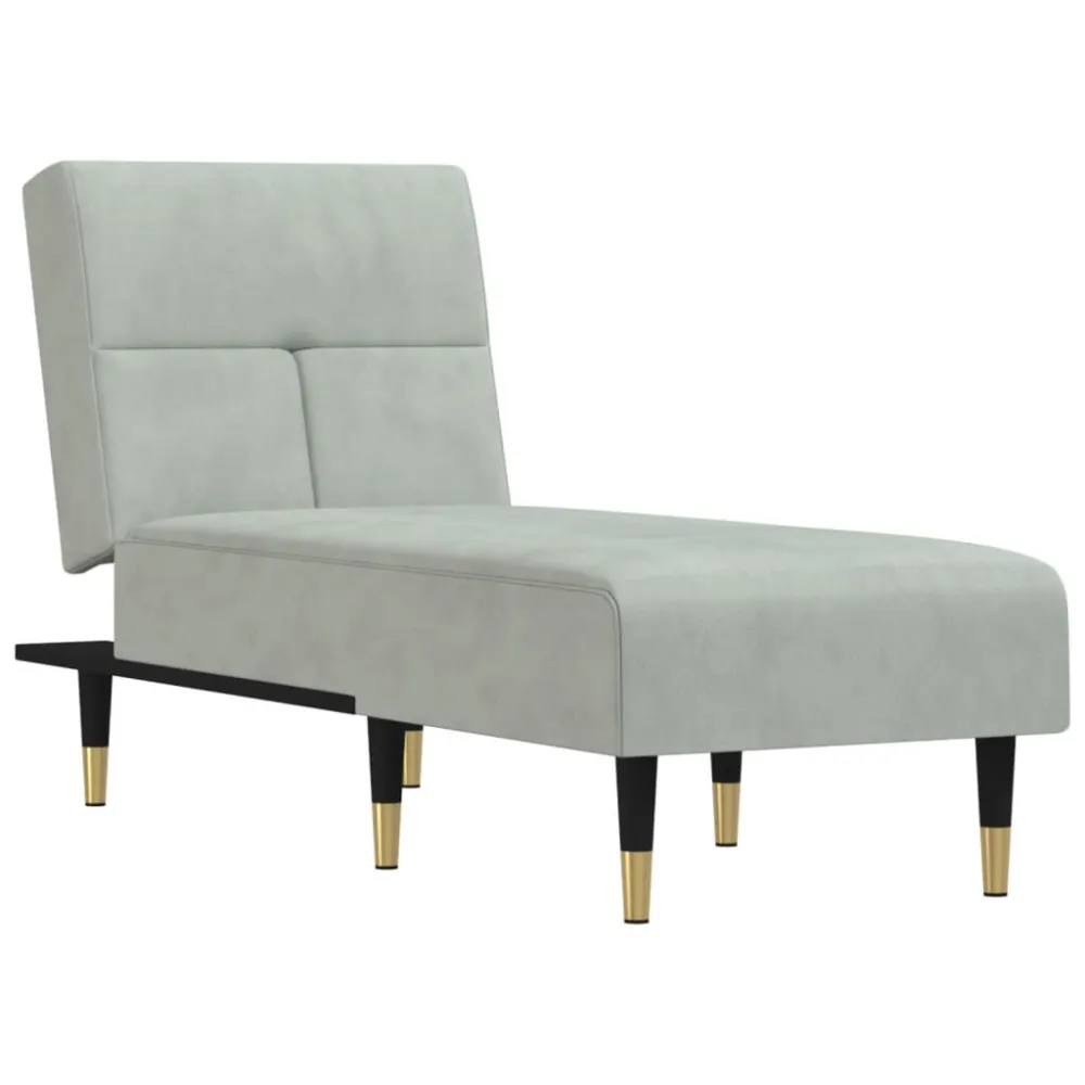 Chaise Longue Velluto Grigio Chiaro