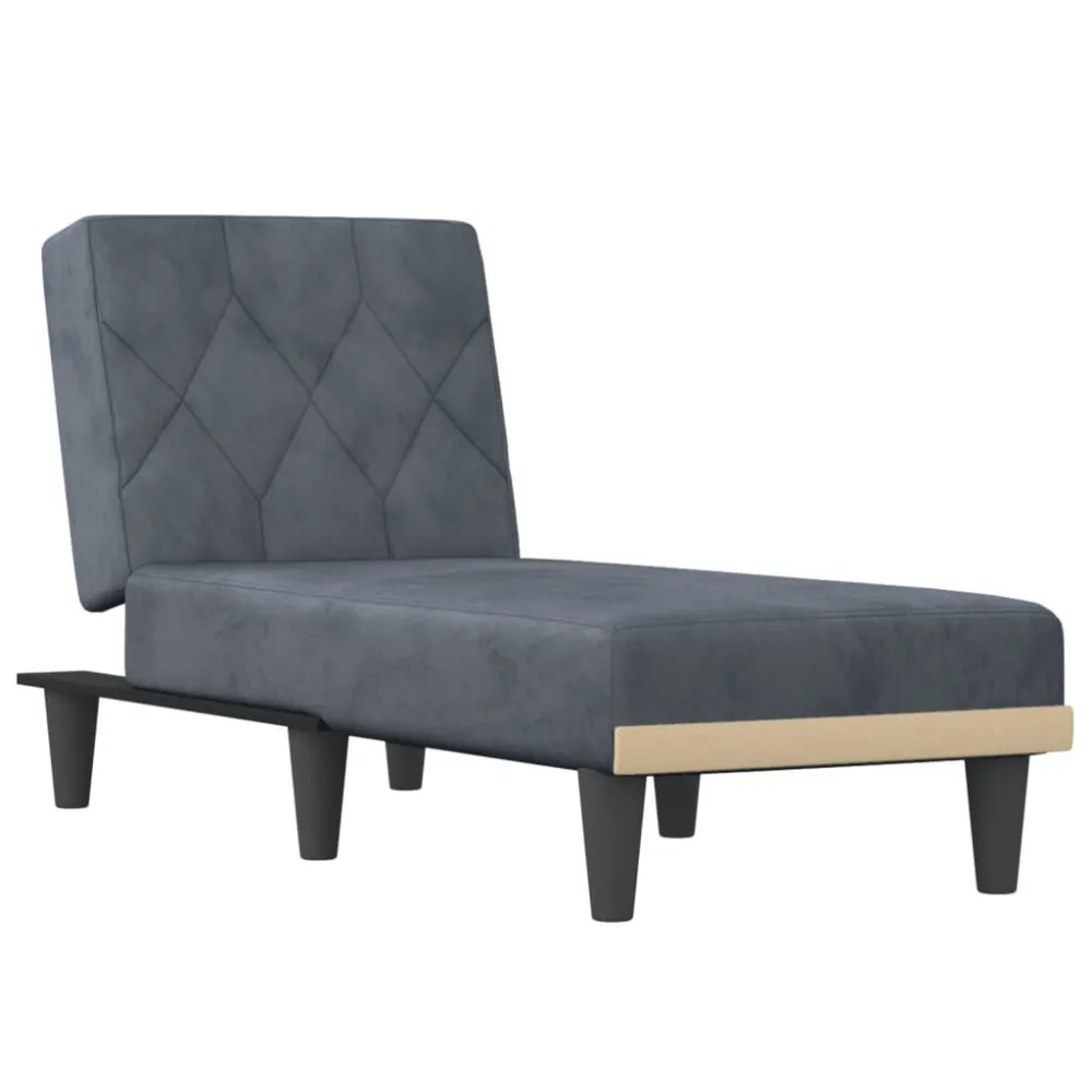Chaise Longue Velluto Grigio Scuro