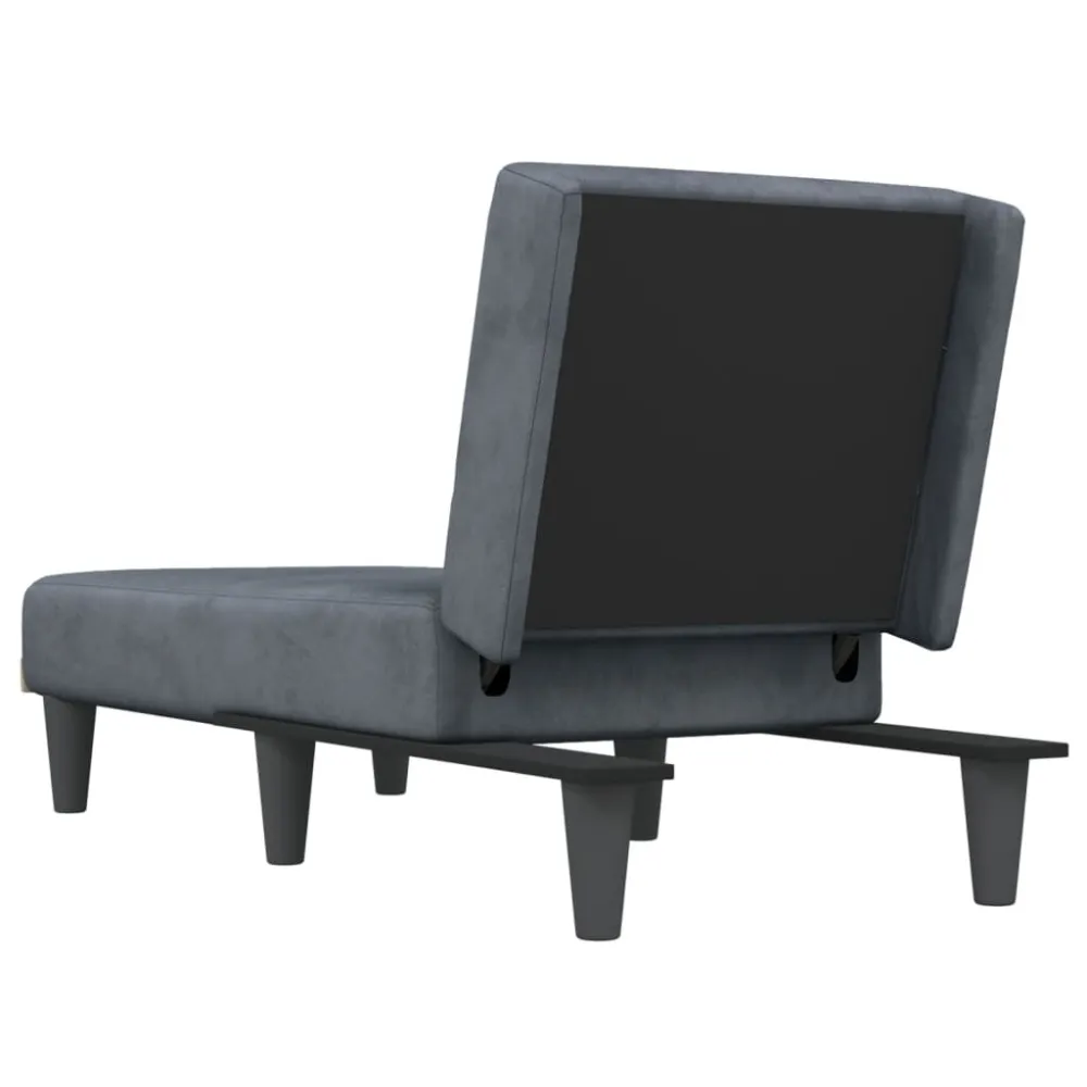 Chaise Longue Velluto Grigio Scuro