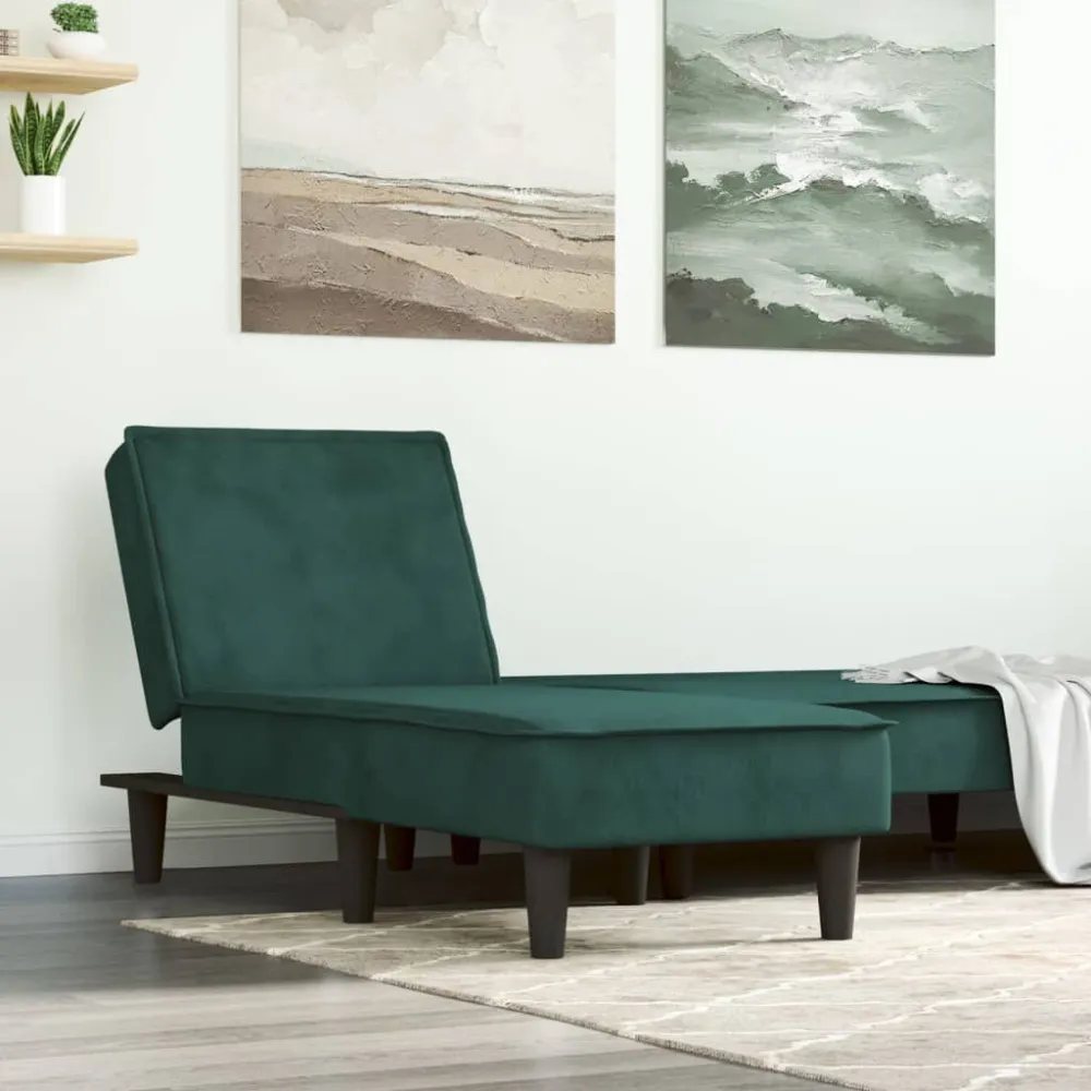 Chaise Longue Velluto Verde Scuro