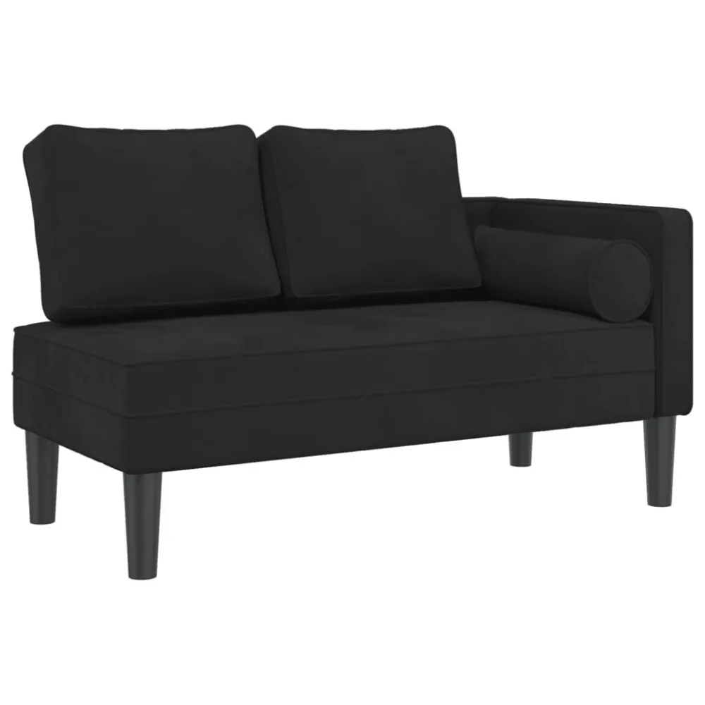 Chaise Lounge con Cuscini Nero Velluto