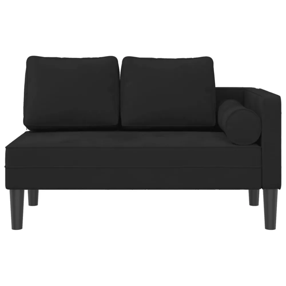 Chaise Lounge con Cuscini Nero Velluto