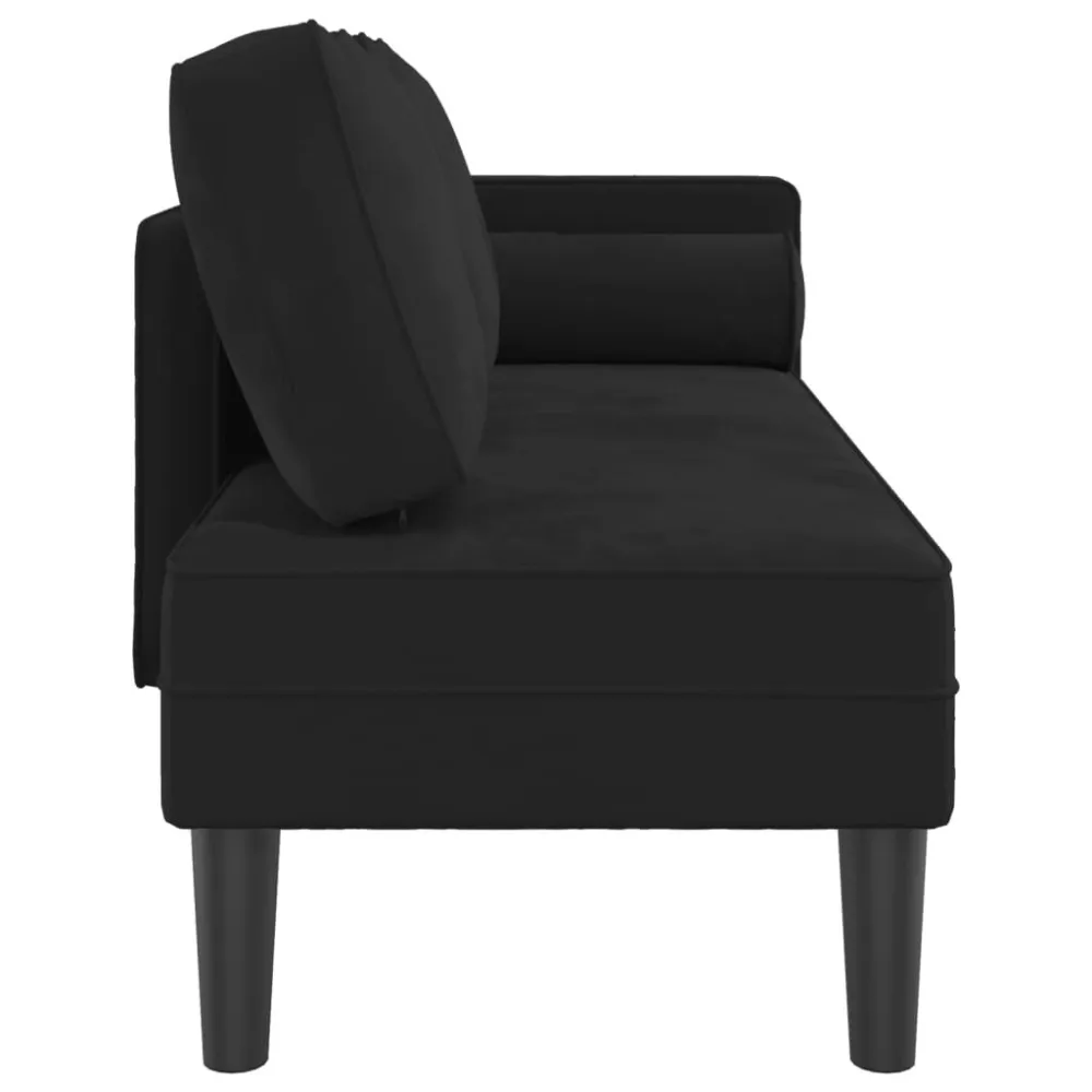 Chaise Lounge con Cuscini Nero Velluto