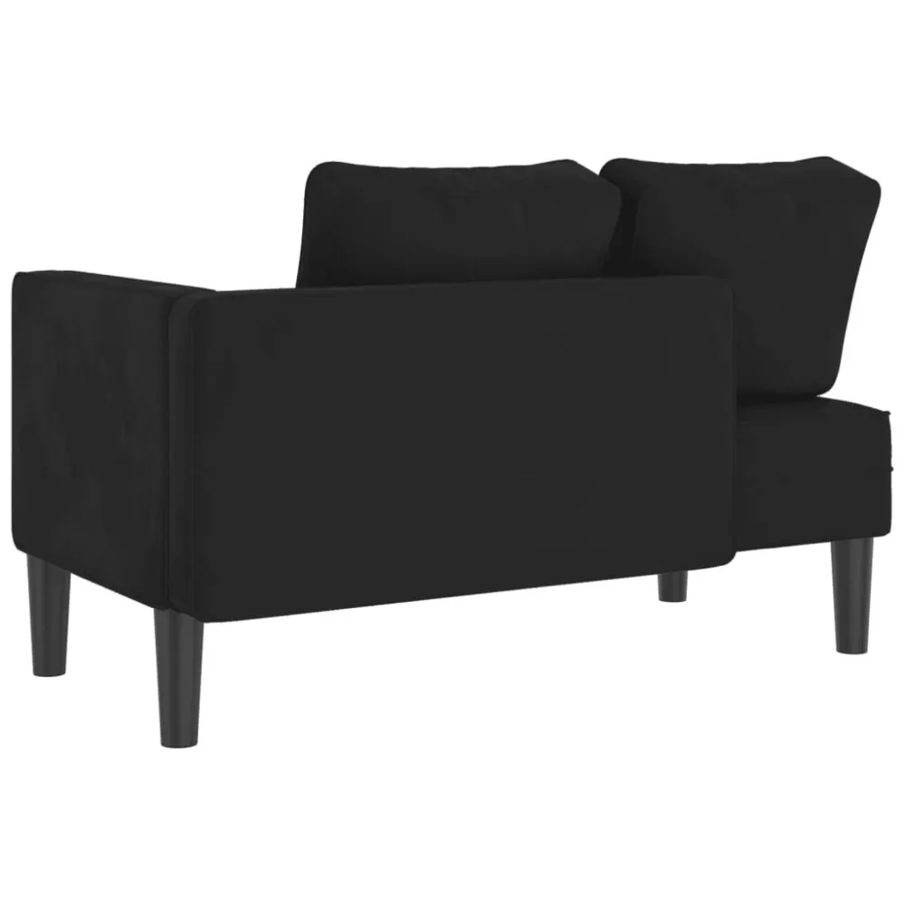 Chaise Lounge con Cuscini Nero Velluto